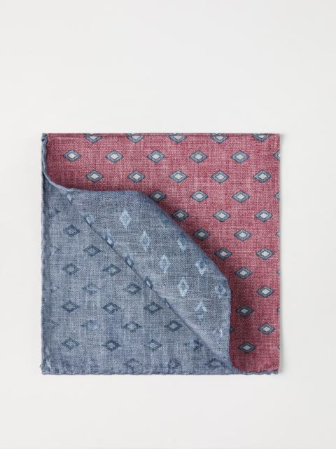 Silk pocket square with diamond pattern