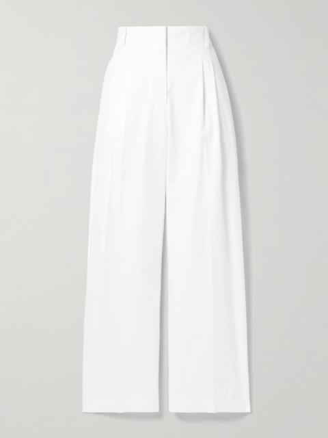 Pleated Cotton Wide-leg Pants