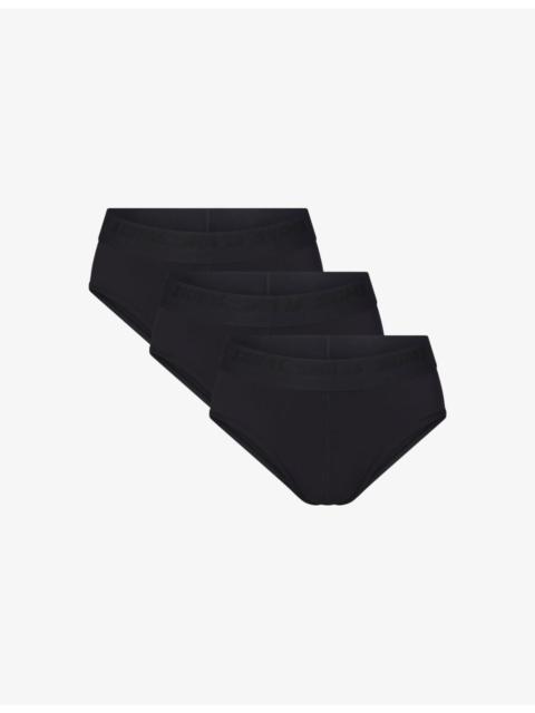 Branded-waistband pack of three stretch-modal briefs