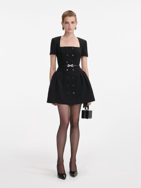 Black Crepe Short Sleeve Mini Dress