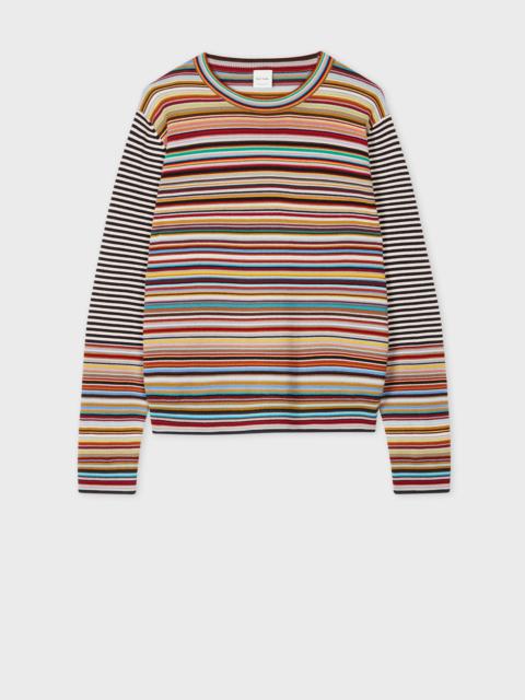 Women's Wool 'Signature Stripe' Contrast Sleeve Sweater
