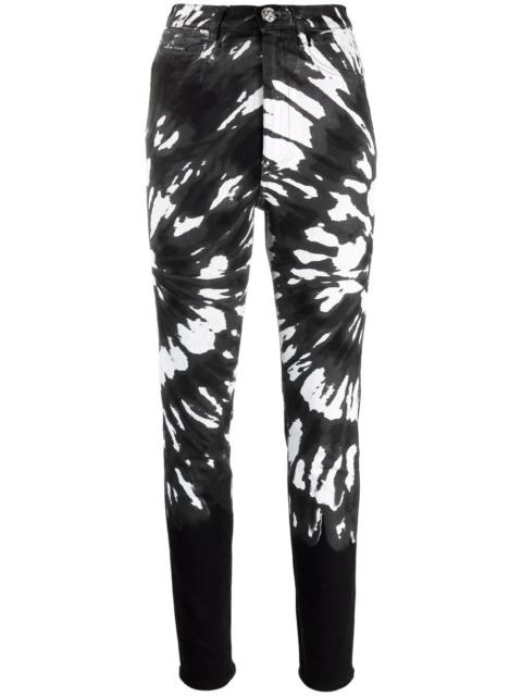 tie-dye slim-fit trousers