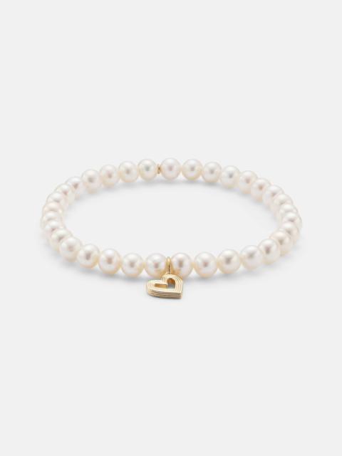Fluted Heart 14kt gold charm bracelet