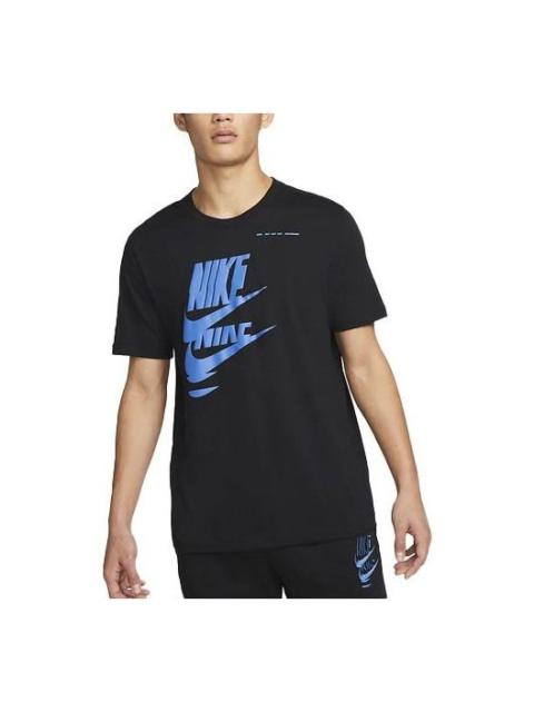 Men's Nike Chest Creative Printing Short Sleeve Black T-Shirt DM6378-010
