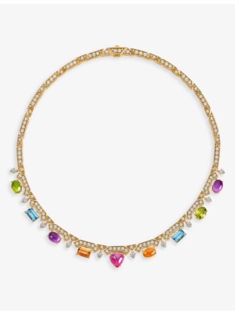 Allegra 18ct yellow-gold, 6.66ct brilliant-cut diamond and mixed-gemstone necklace