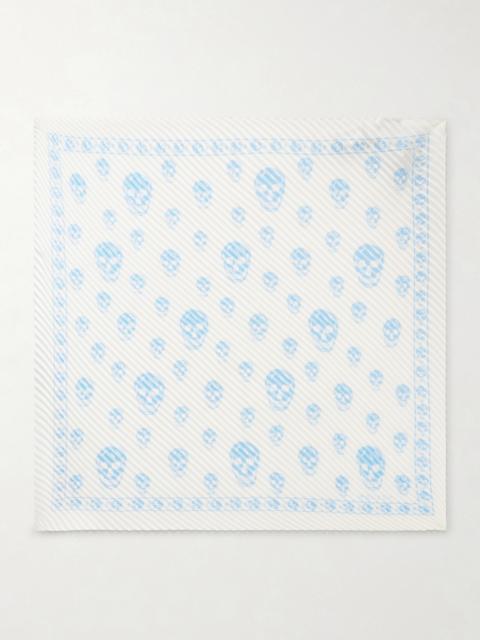 Printed Plissé Silk-satin Scarf