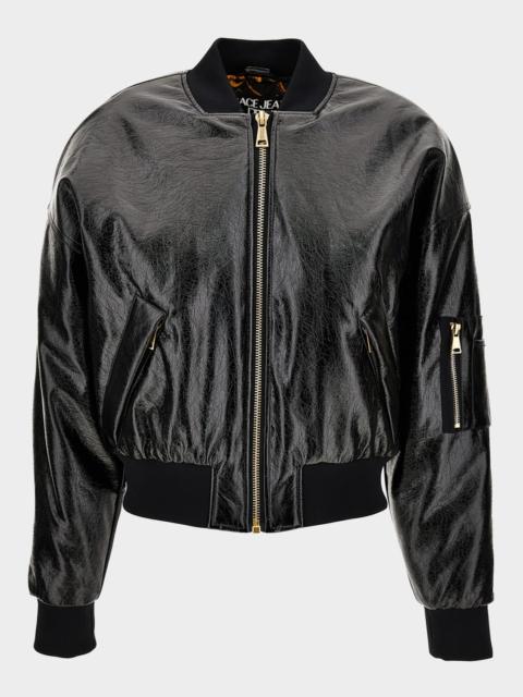Faux Leather Bomber Jacket