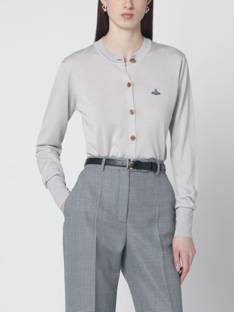 Light grey wool and silk cardigan