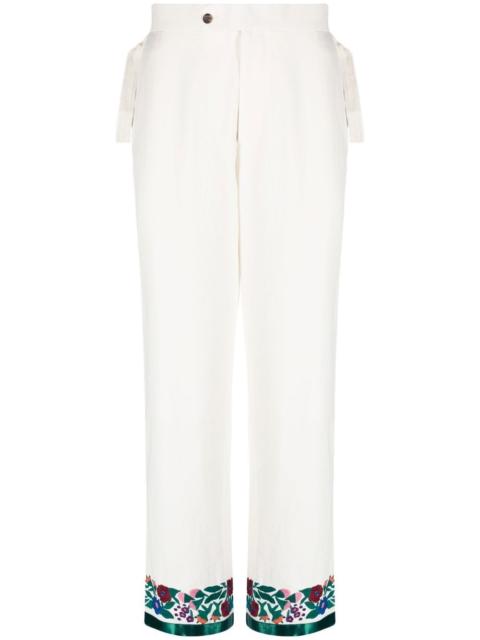 embroidered-hem detail trousers