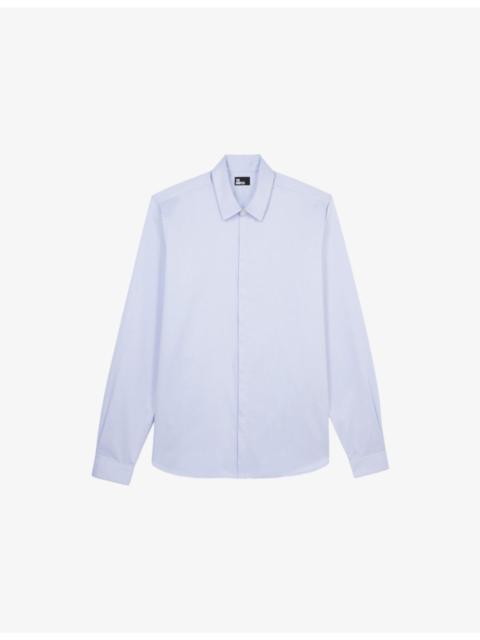Classic-fit spread-collar cotton-poplin shirt