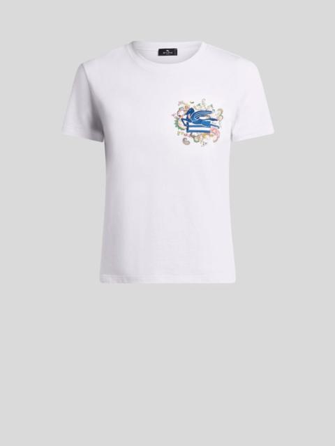 T-SHIRT WITH EMBROIDERED PEGASO AND MONOGRAM