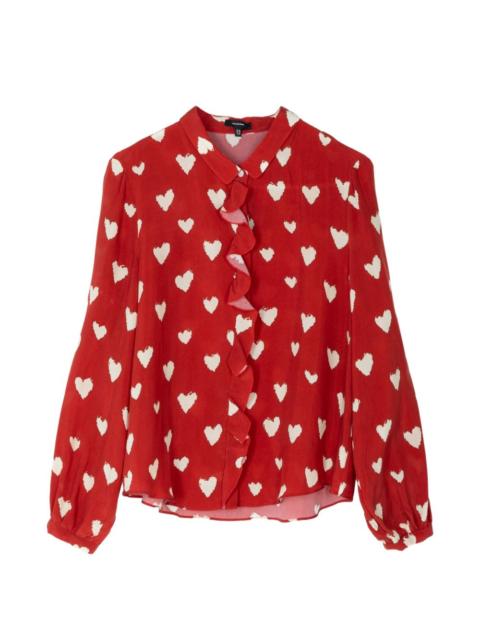 heart print ruffle blouse