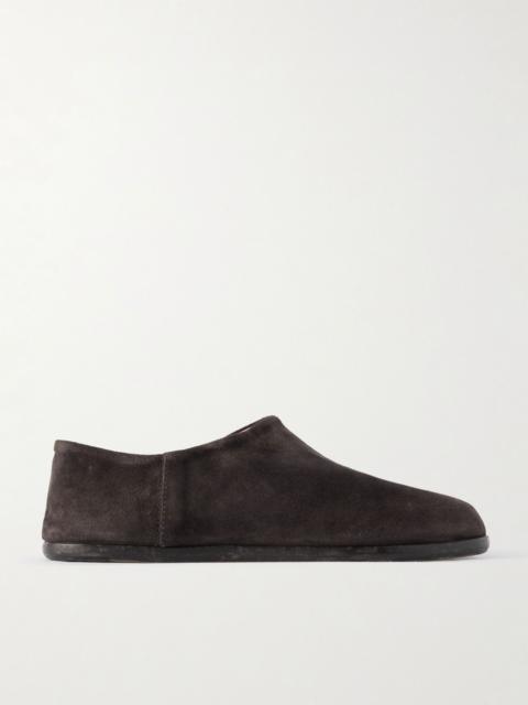 Tabi split-toe suede collapsible-heel loafers Chocolate