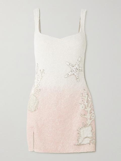 Seashell Crystal-embellished Beaded Tulle Mini Dress