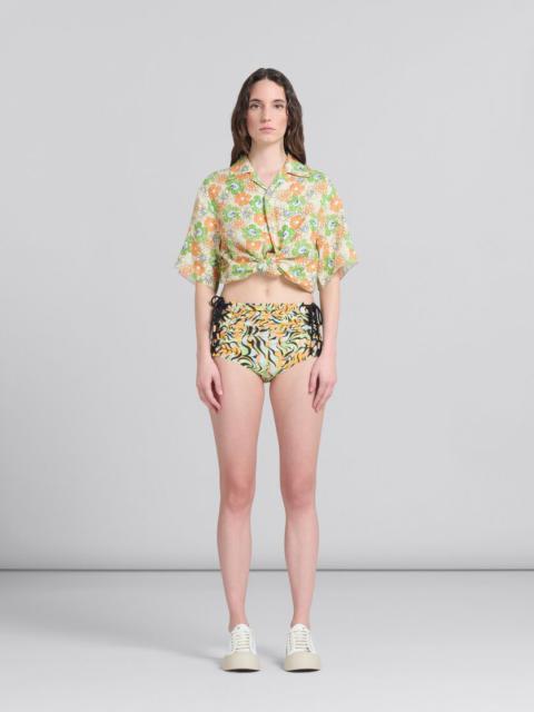 ORANGE AND GREEN PRINTED ORGANIC POPLIN HOT PANTS