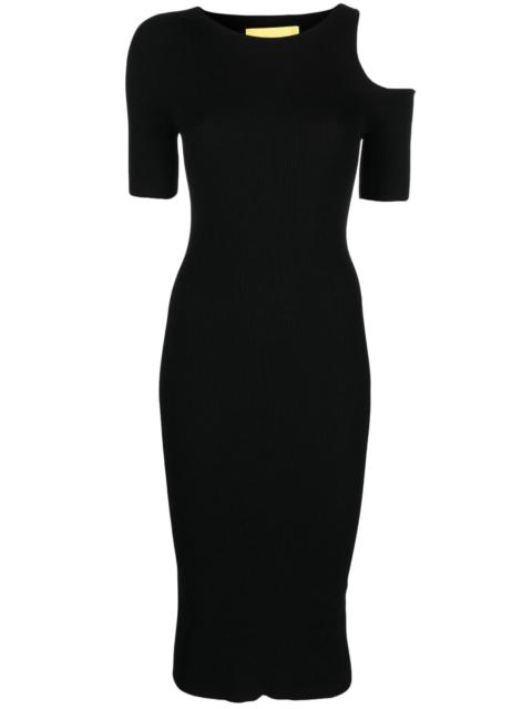 cut-out ribbed midi dress