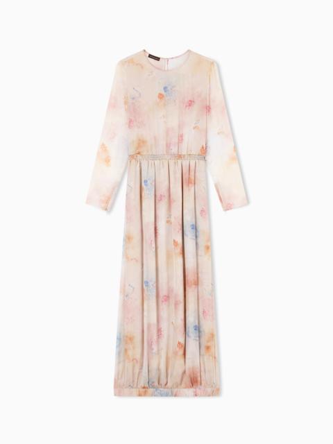 BLOSSOM PRINT SILK CHIFFON DRESS