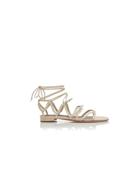 Light Cream Nappa Leather Flat Sandals