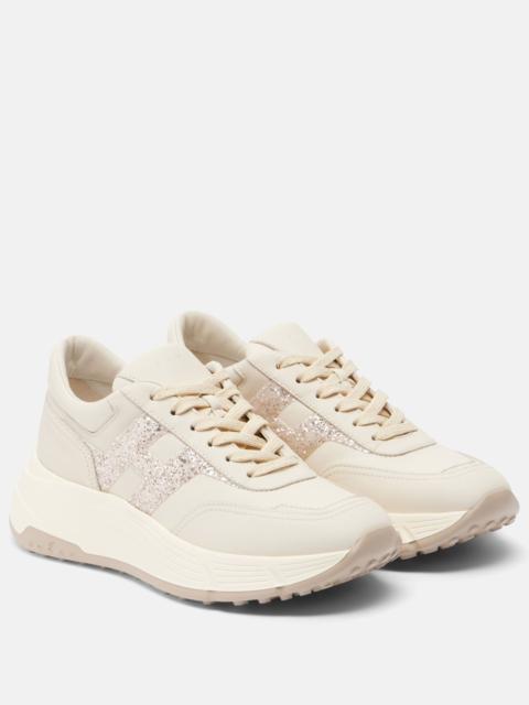 H669 glitter leather sneakers