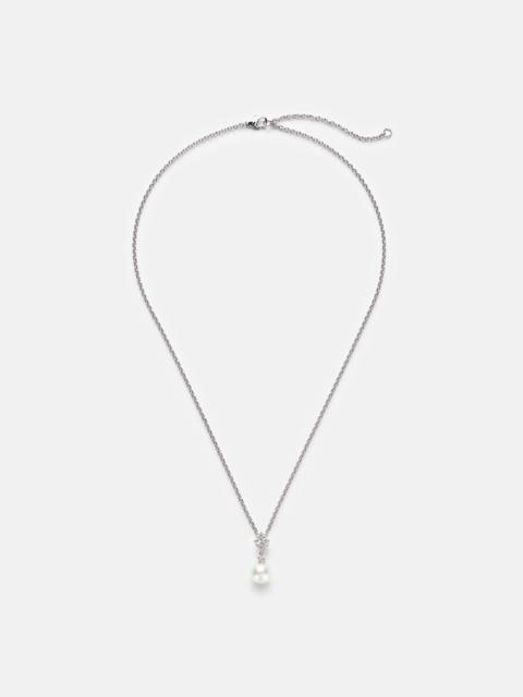 18kt white gold necklace with pearls and diamonds