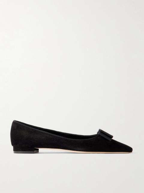 Reador 10 Bow-detailed Suede Point-toe Flats