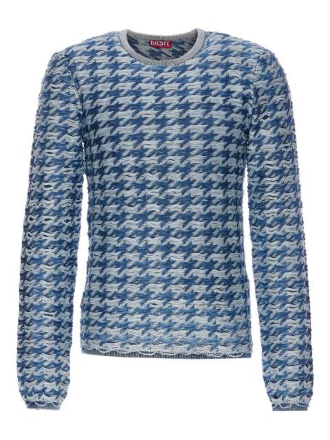 houndstooth crew-neck sweater