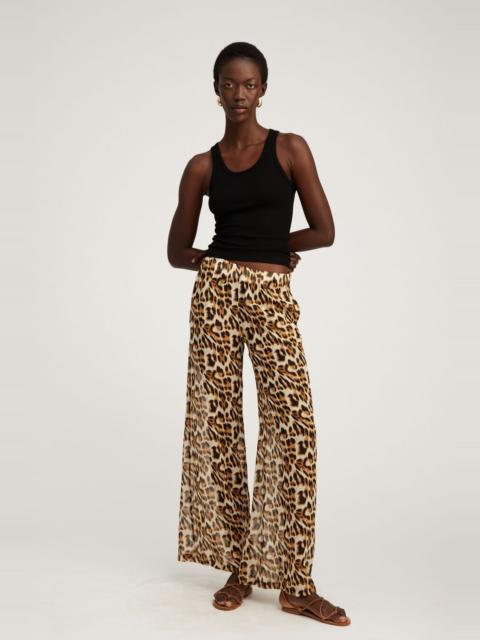 LEOPARD SILK WIDE LEG TROUSERS