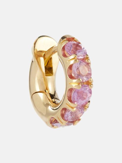 Mini Macro Hoop 18kt yellow gold single earring with pink sapphires