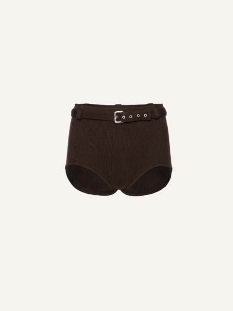 Belted knitwear shorts in brown