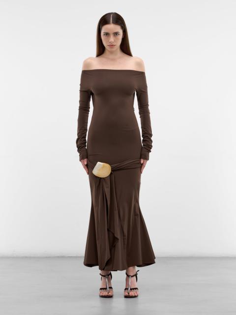 Brown Jersey Shell Belt Dress