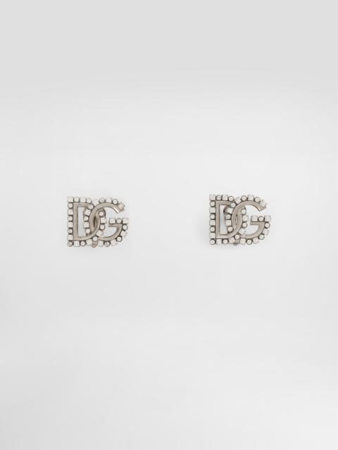 Earrings with rhinestone-detailed DG logo