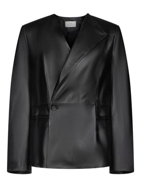 Paoli asymmetric lapel leather jacket