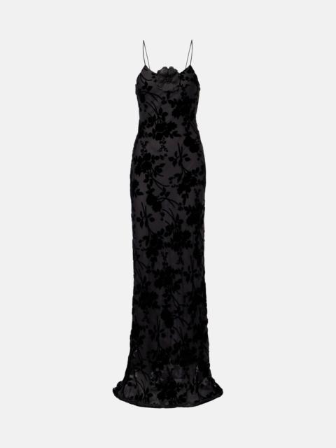 Devoré floral velvet gown
