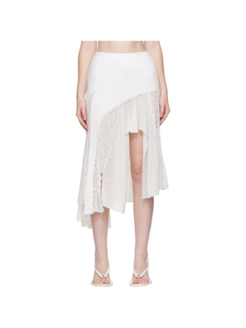 White Lace Trim Mermaid Midi Skirt