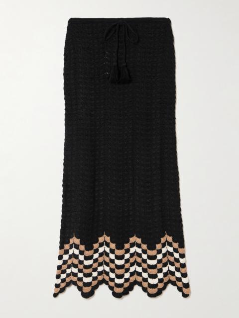 Sumac Scalloped Crocheted Cotton Midi Skirt