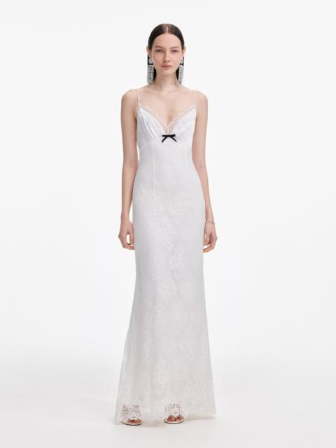 White Strappy Floral Lace Maxi Dress