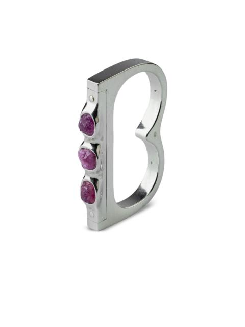 sterling silver ruby double ring