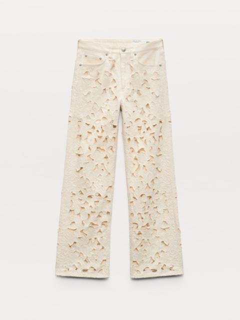 Logan Wide-Leg Jeans
Lightweight Rigid in Ecru Floral Cutout
