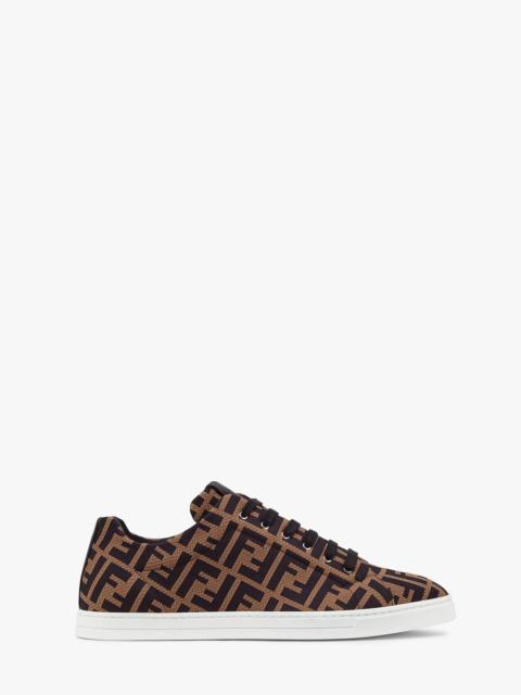 Brown tech fabric low-tops