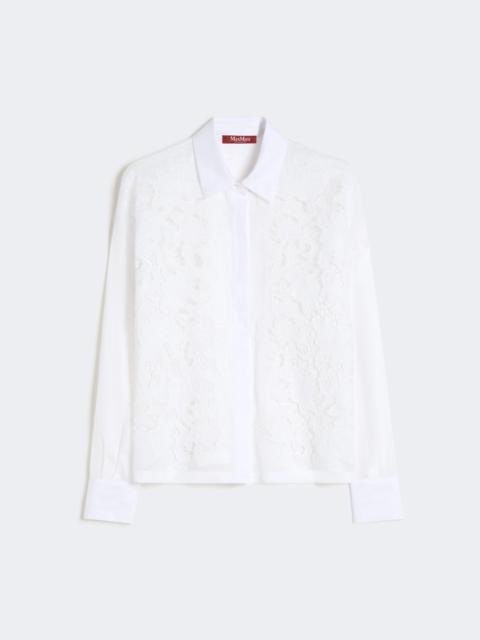 Embroidered ramie canvas boxy shirt - WHITE