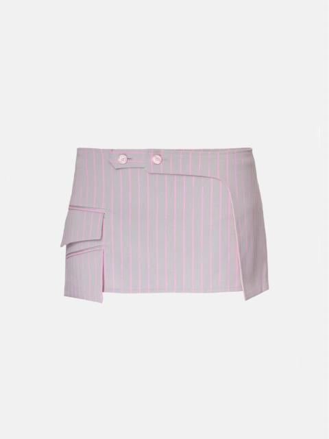 STATE SKIRT GREY/PINK PINSTRIPE