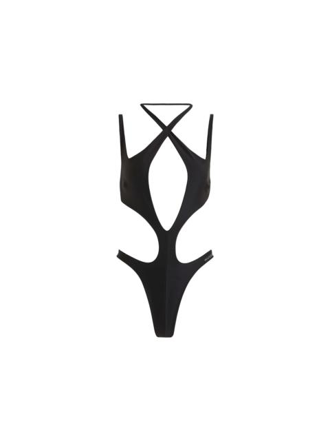 Mugler H&M Halterneck Cut-Out Swimsuit Black