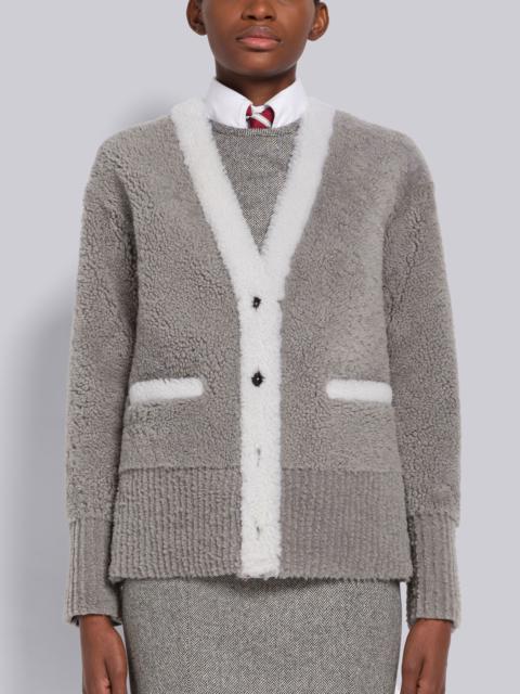 Shearling Contrast Trim V-Neck Cardigan Jacket