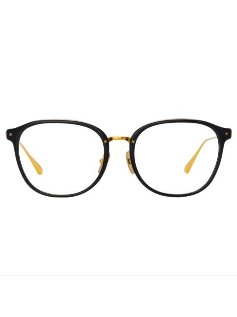 MEN'S PARK OPTICAL D-FRAME IN BLACK AND YELLOW GOLD