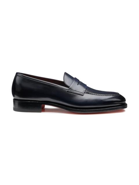 Men's blue leather penny loafer