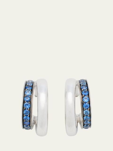 Iconica 18K White Gold and Sapphire Double Hoop Earrings
