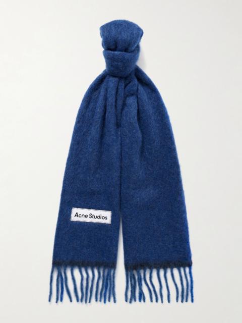 Vally Fringed Knitted Scarf Navy