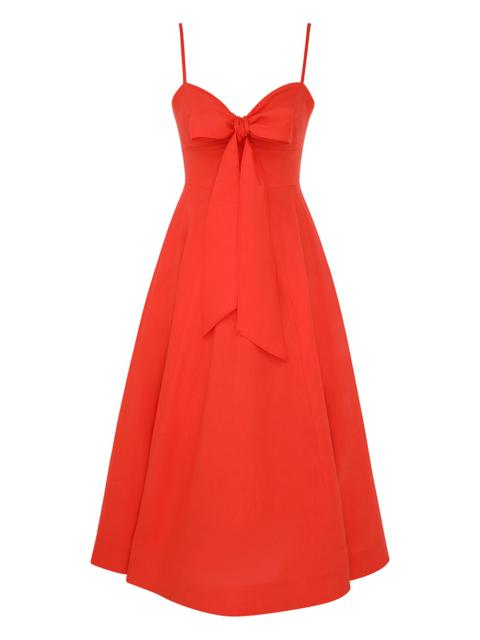 CRUSH TIE FRONT MIDI DRESS
