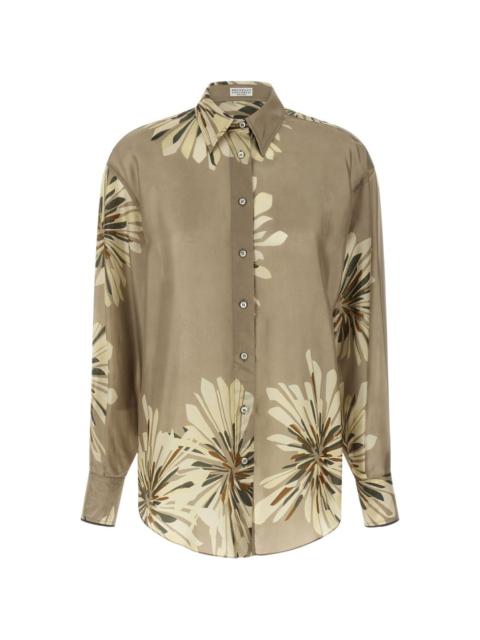 floral piping silk shirt