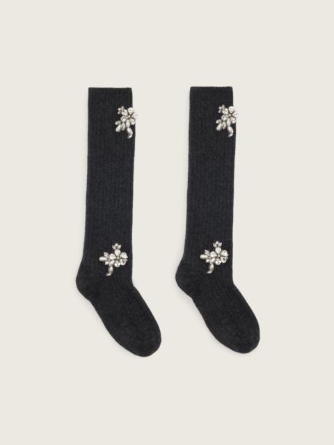 Embellished Rose Knee Socks